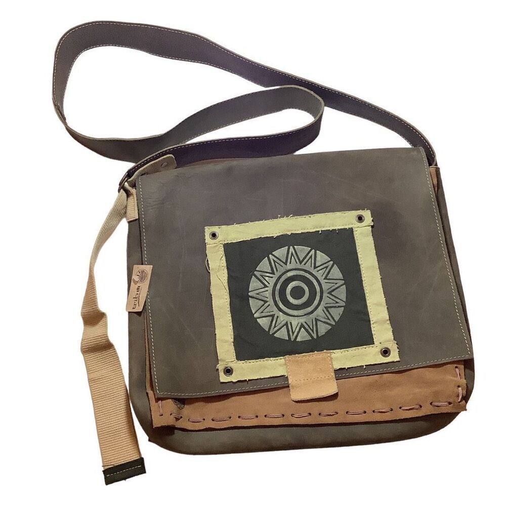 Tribu Ecuadorian Suede Leather Crossbody Messenger Bag NWOT